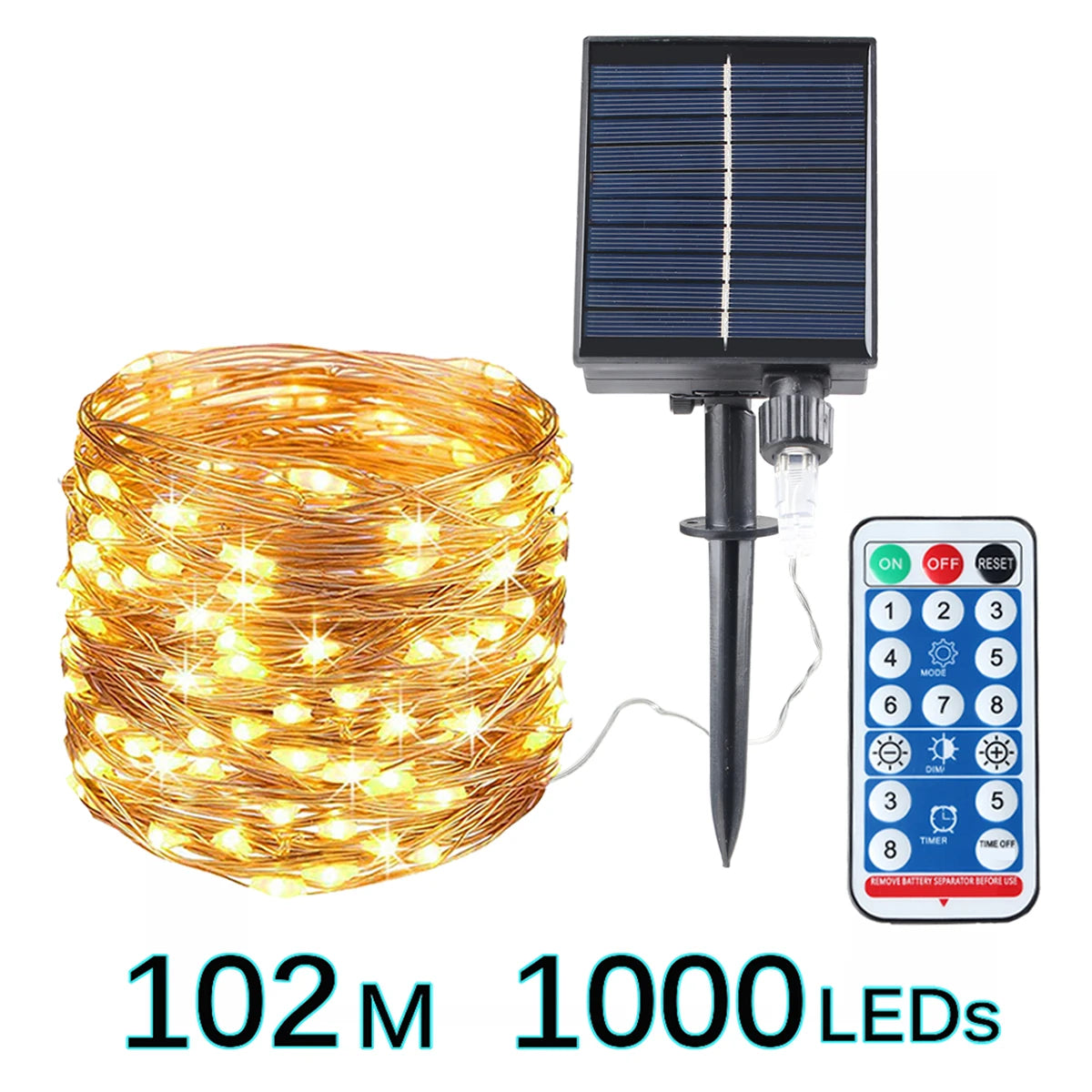 guirlande lumineuse solaire fil cuivre led dorée moderne décoration extérieure jardin festives télécommande