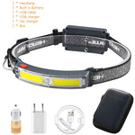 lampe frontale rechargeable led 5w gris noir ceinture ajustable mode pêche étanche 60deg modernisée