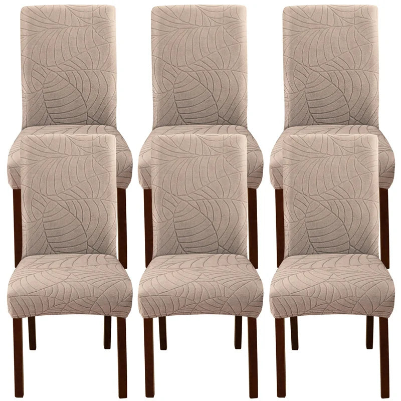 housse chaise velours motif feuilles extensible élastique fauteuil salle manger moderne
