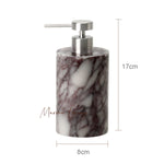ensemble salle bain marbre violet blanc élégant distributeur savon diffuseur huiles essentielles porte gobelet
