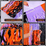 rideau décoratif halloween orange violet noir rayures chauves souris araignées adhésif opacité festif