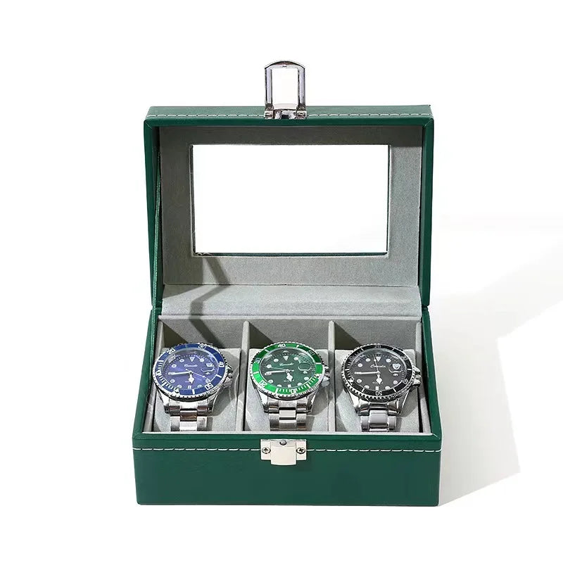boîte montres simili cuir verte classique cadenas 16cm 11.2cm 8cm