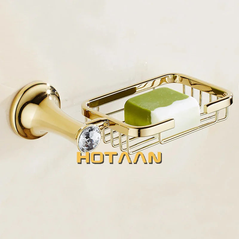 Accessoires salle bain or cristal moderne porte savon support papier toilette porte serviettes mural