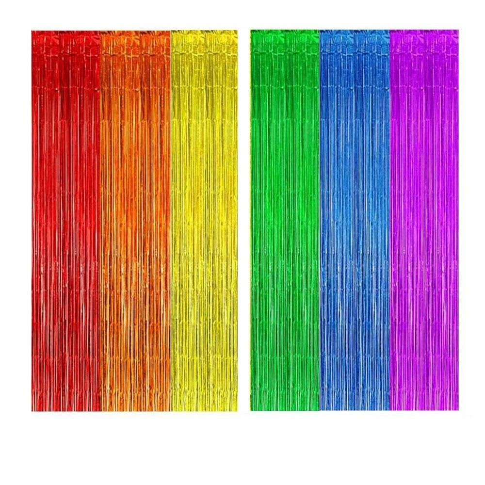 décoration murale rideau franges brillantes couleurs unies fête anniversaire mariage célébration arc ciel carnaval