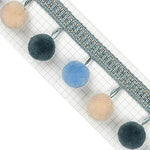ruban décoratif moderne pompons peluche rayures dorées bleu marine orange