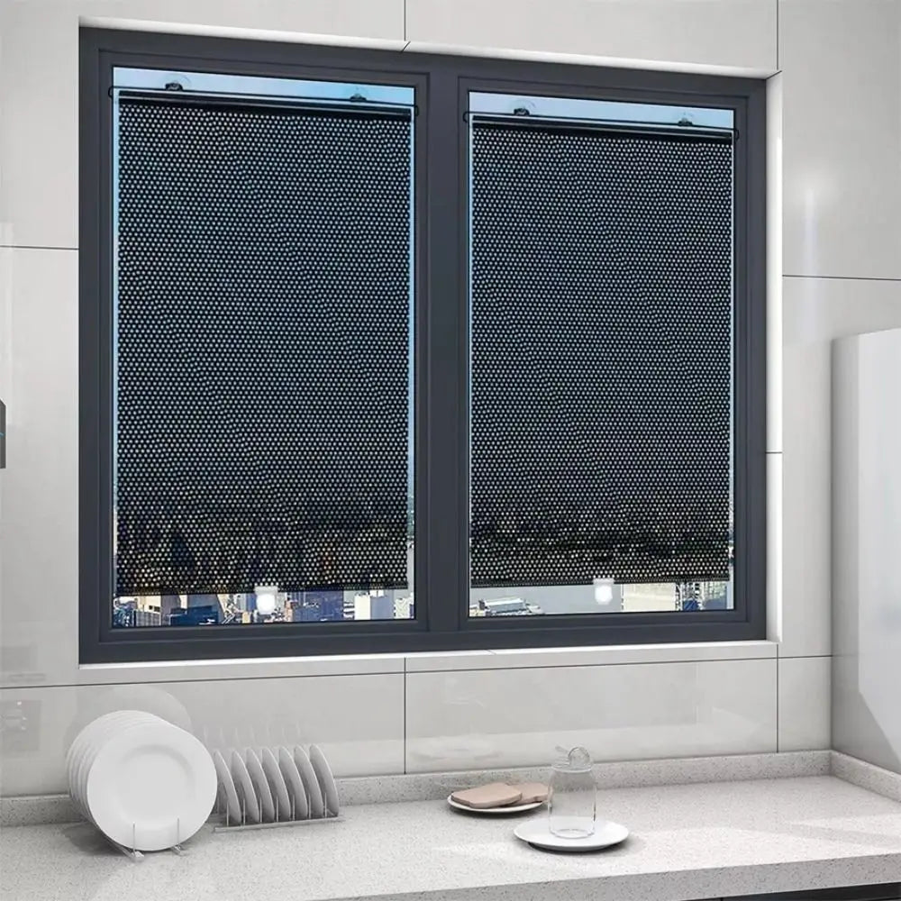 store rideau noir maille fine opacité moderne sucettes fixation 125x68cm