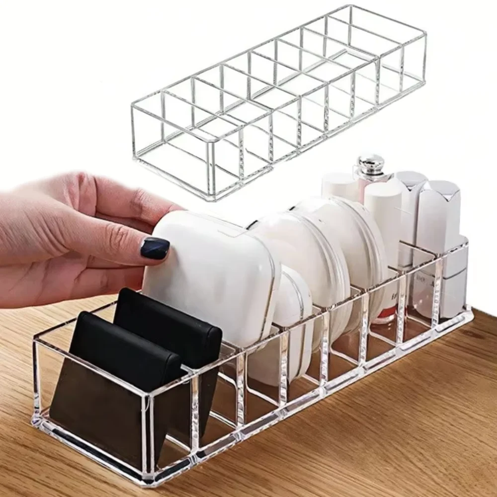 boîte rangement transparente moderne poudre compacte rouge lèvres soins ongles palette fards paupières vernis