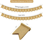 guirlande décorative jute 15 fanions 13cmx18cm 35m total mariage anniversaire révélation sexe rustic