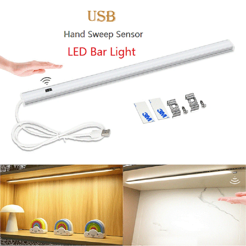 lampe barre led blanc moderne 30 40 50cm adhésif usb 12v tactile chambre