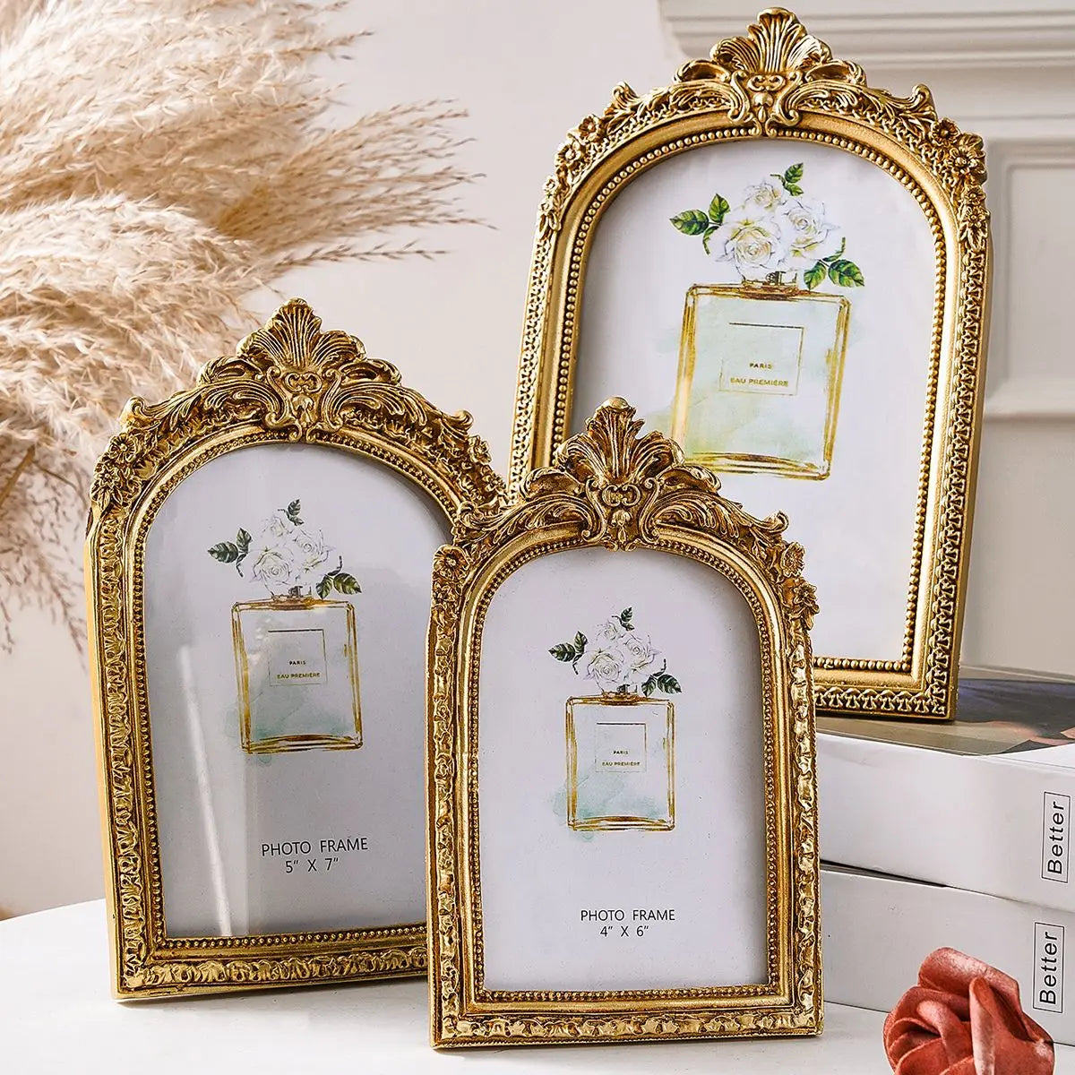 cadre photo ornement baroque vintage support pliable décoration murale photo frame sculpté fleurs feuilles