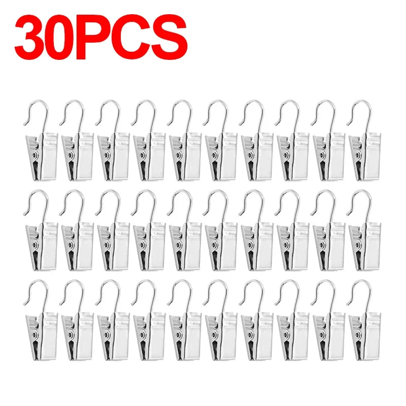 pinces rideau métal moderne argentées lisses opaques 10pc 20pc 30pc 50pc