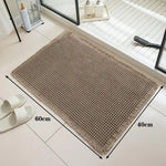 tapis bain beige clair gaufré antidérapant franges moderne dimensions 60x40cm