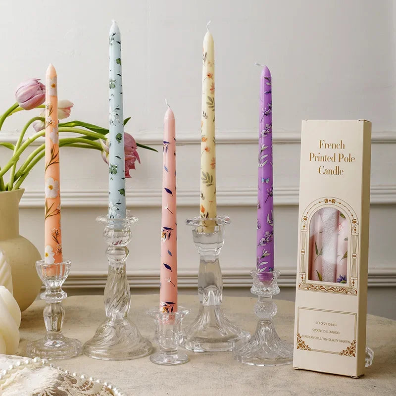bougies parfumées aromathérapie cire soja fleurs classiques romantiques variées couleurs blanc rose bleu violet