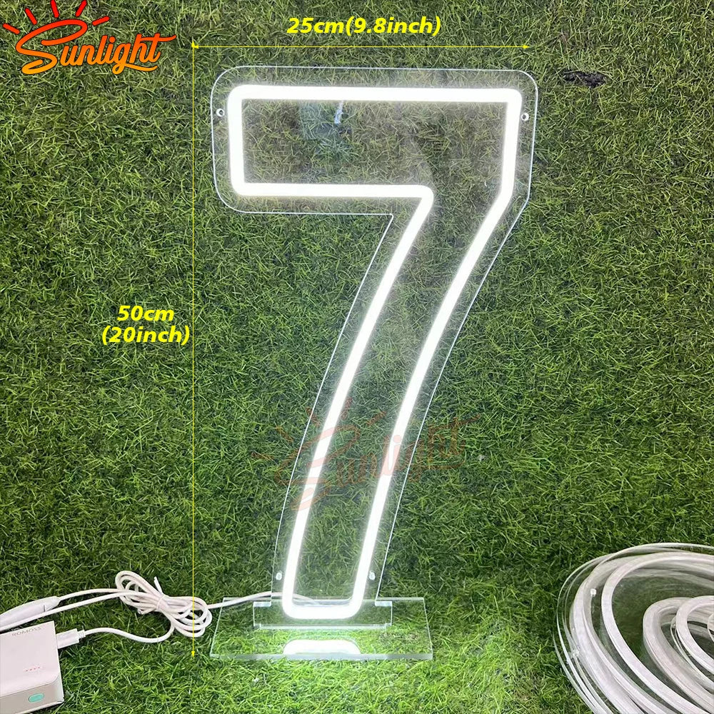 numéros led blanc moderne numéro support transparent câble alimentation 5v usb decoration anniversaire mariage