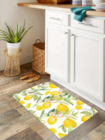 tapis moderne citron feuilles vertes fond blanc chambre salle bain extérieur 40x60cm polyester feutre
