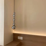 Suspension moderne argentée boules multiples salon chambre éclairage 15 30m² cordon noir
