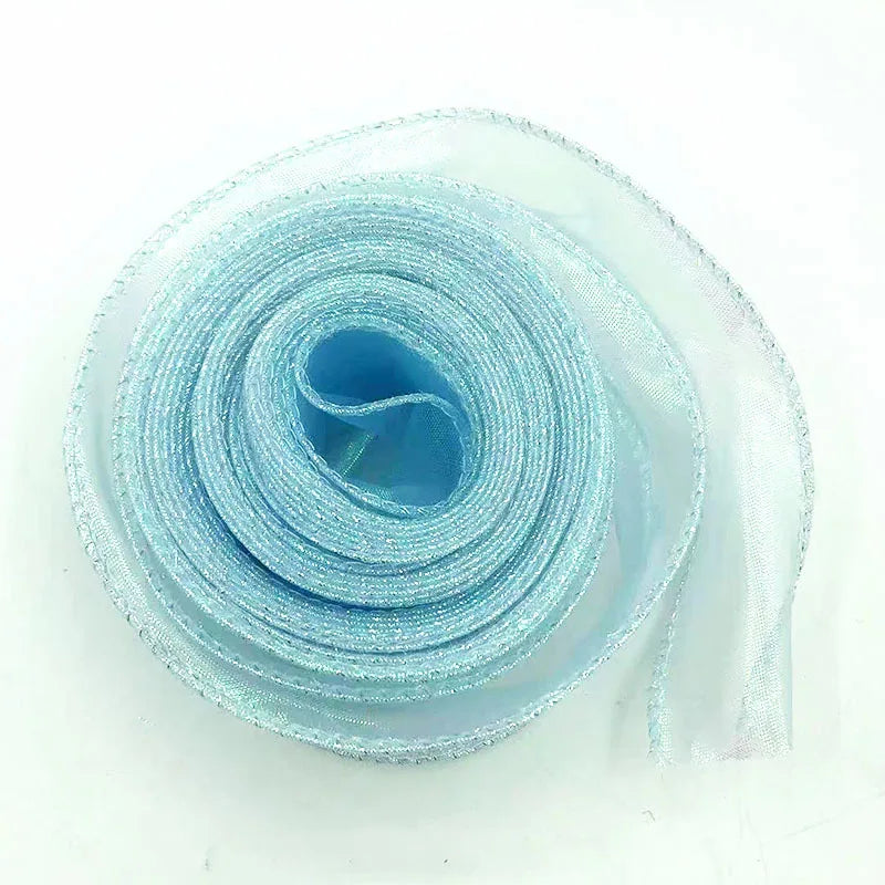 ruban organza holographique moderne blanc rose violet bleu orange 10 yards translucide