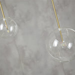 suspension lumineuse transparente moderne sphères verre chromé chambre salon pendentif led interrupteur bouton