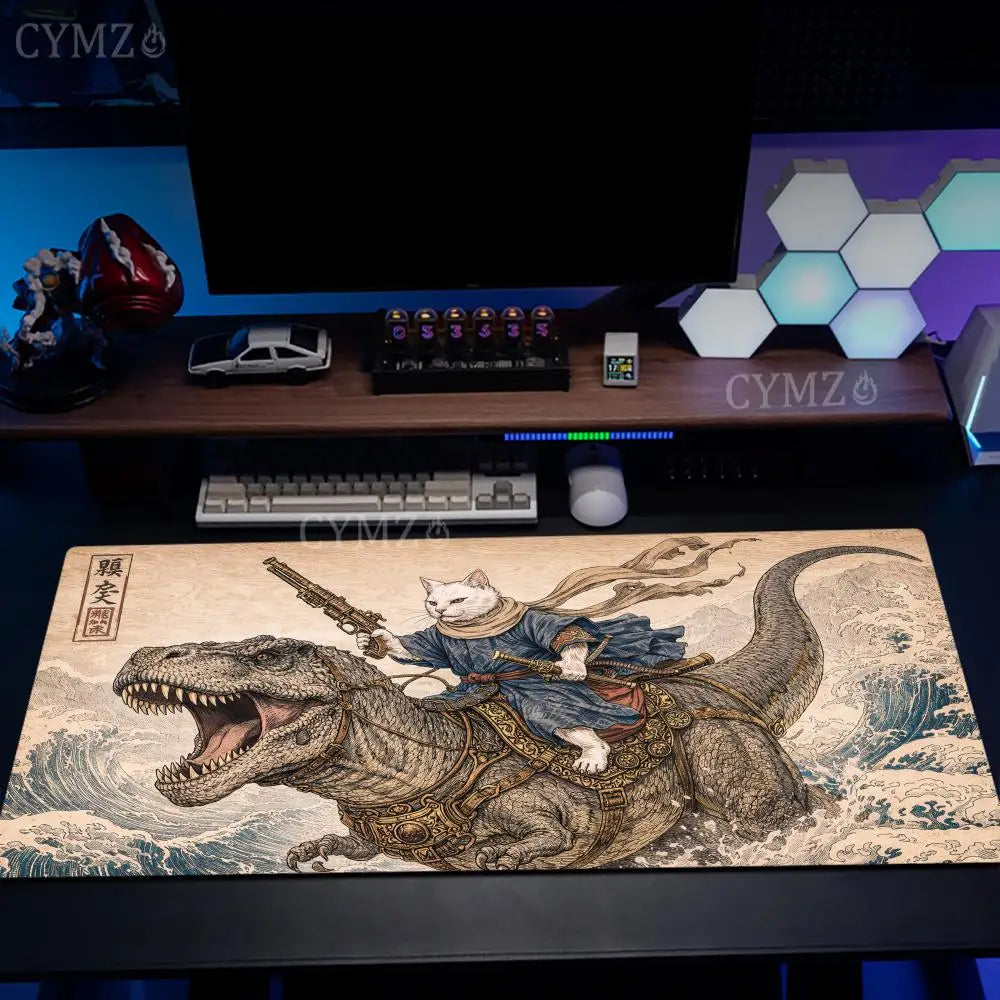 tapis souris chat dinosaure vintage beige bleu noir antidérapant gaming