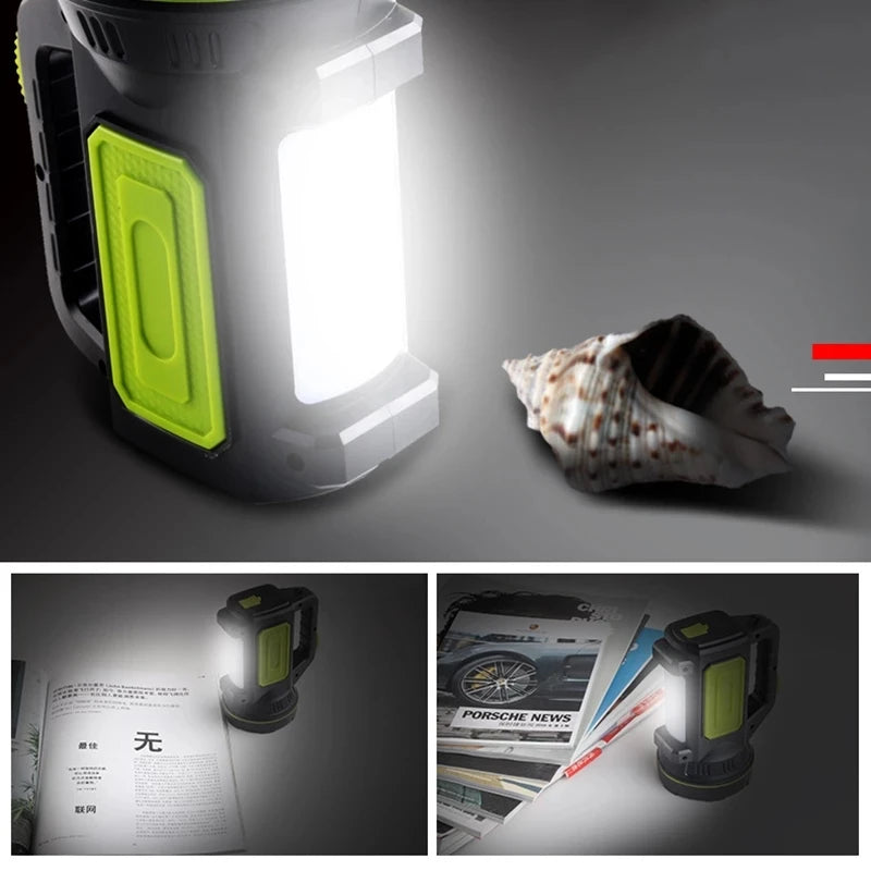 torche rechargeable led puissante moderne noire verte côté lumineuse flasher camping