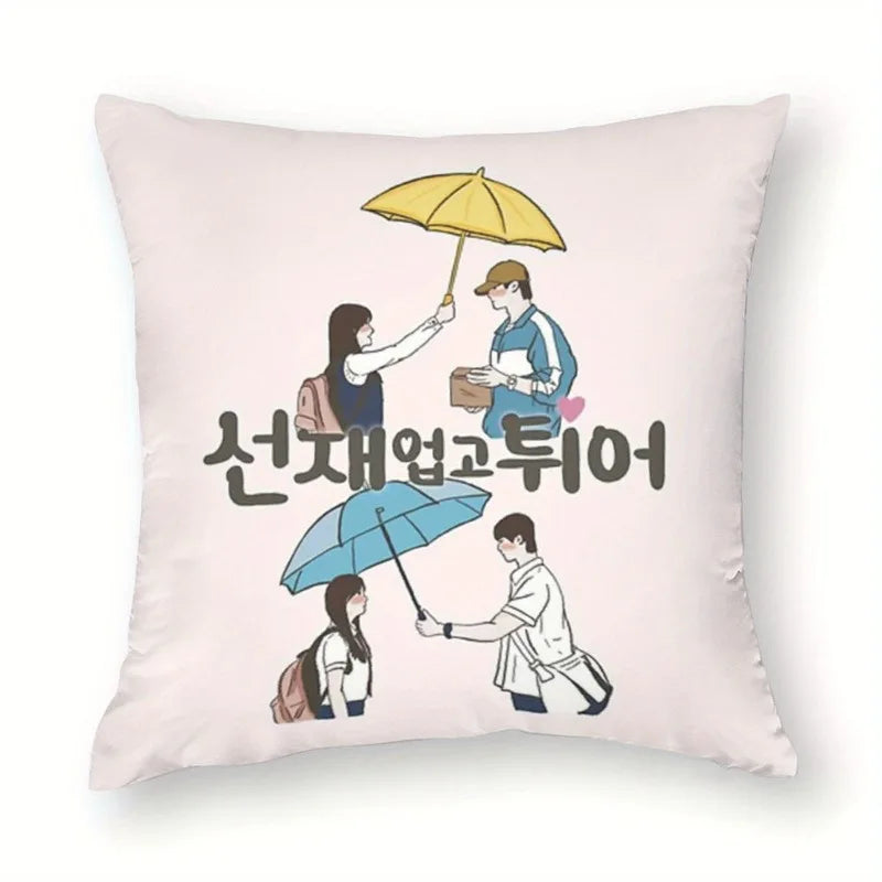 coussin peluche coréen parapluie dessin animé rose clair 45x45cm lit voiture décoration chambre