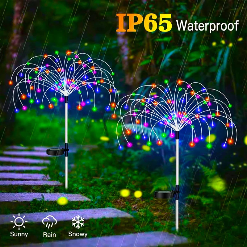 décorations solaires multicolores feu d'artifice clips modernes extérieures led étanches jardinées clips câbles connecteurs