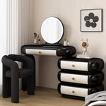 maquillage moderne commode tiroirs tabouret miroir noir blanc texture cuir