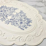 placemat blanc fleurs texture embossée silicone classique vintage antidérapant isolation table