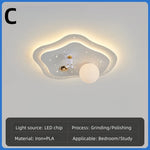plafonnier moderne étoiles forme ondulée astronaute planète lumière blanche dorée bleue beige