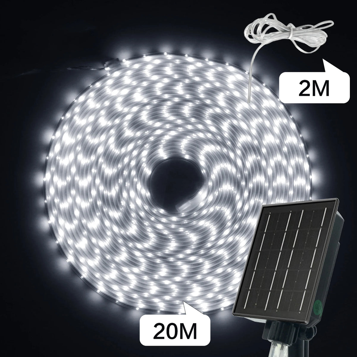 ruban led solaire blanc moderne 1920led 30m autonomie ip68 certification ul ccc fcc