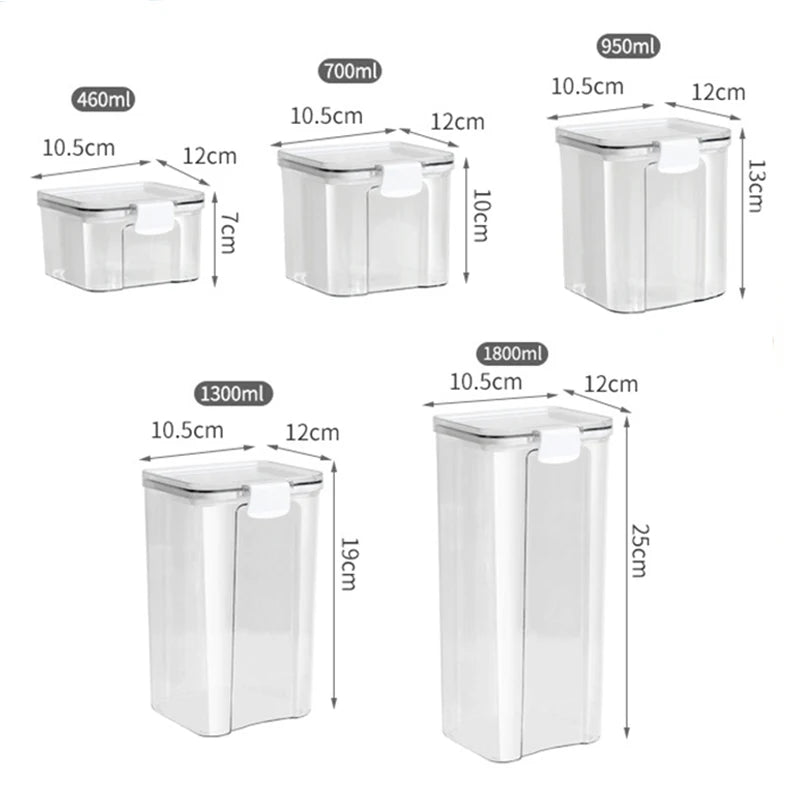 boîtes rangement alimentaires transparentes poignées noires grains pâtes fruits secs moderne pratiques résistantes humides