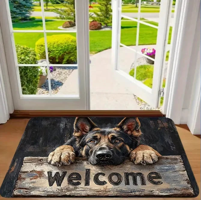 tapis d'entrée moderne chiens motifs floraux antidérapant résistant décoloration 30x50cm 40x60cm
