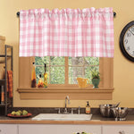 rideau rose carreaux opacité classique fenêtre moderne decoration blanc polyester accessoires