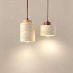 lampe suspendue pierre beige brun texture marbrée moderne minimaliste câble cuir marron ampoule E27
