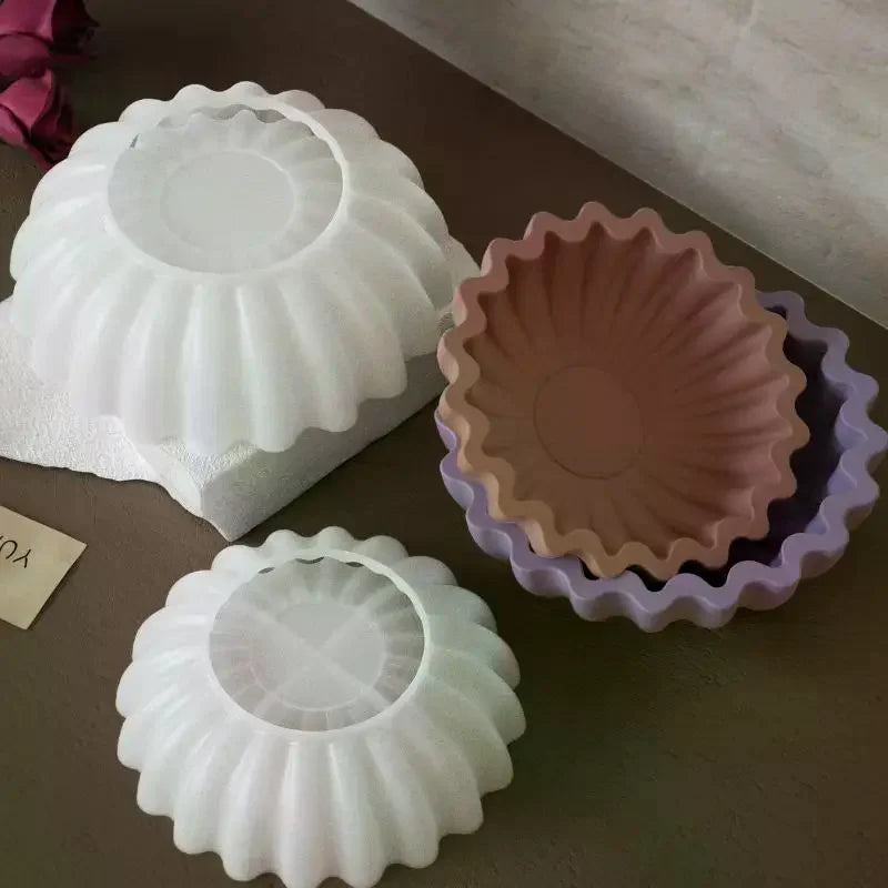 récipient silicone coquillage fleur vase support bougie plante décoration moderne ondulé motifs rayonnants