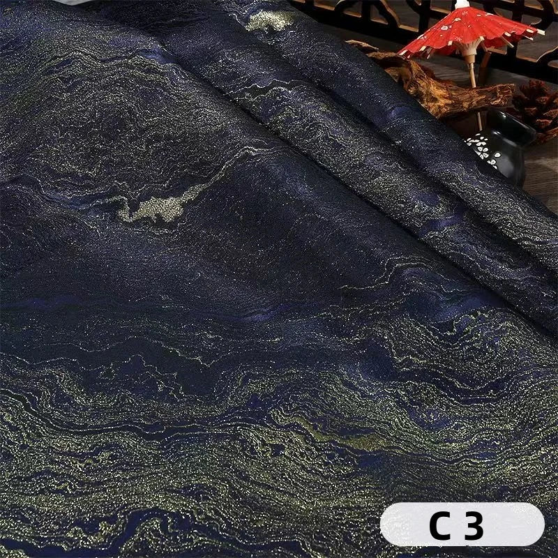 tissu polyester marbré brillant moderne élégant bleu vert rouge marron noir rideau jupe décoration