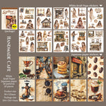 sticker autocollant livre vintage illustration personne animal floral 90x125mm scrapbooking album journal intime