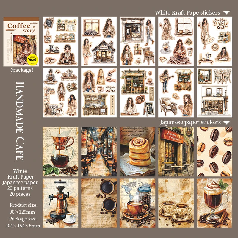 sticker autocollant livre vintage illustration personne animal floral 90x125mm scrapbooking album journal intime