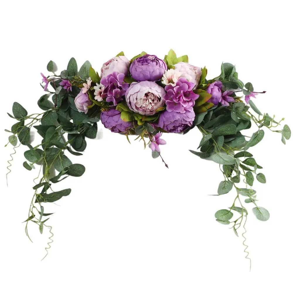 guirlande florale artificielle fleurs pivoines feuilles vertes fleurs blanches classique romantiqueintérieur décoration maison