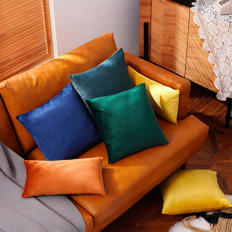 coussin velours orange moderne opacité 45x45cm 50x50cm décoration intérieure sofa chaise voiture