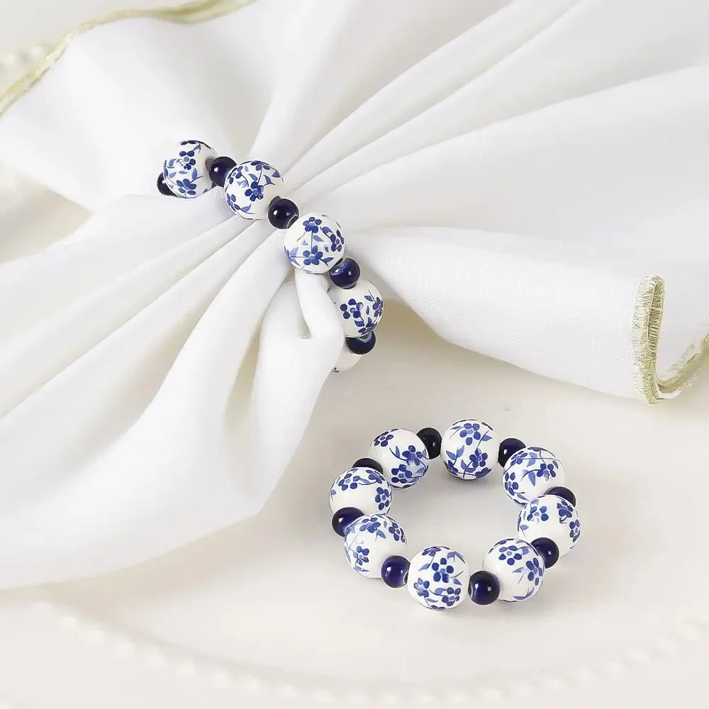 bracelet boho chic bleues fleurs blanc respectueux environnement