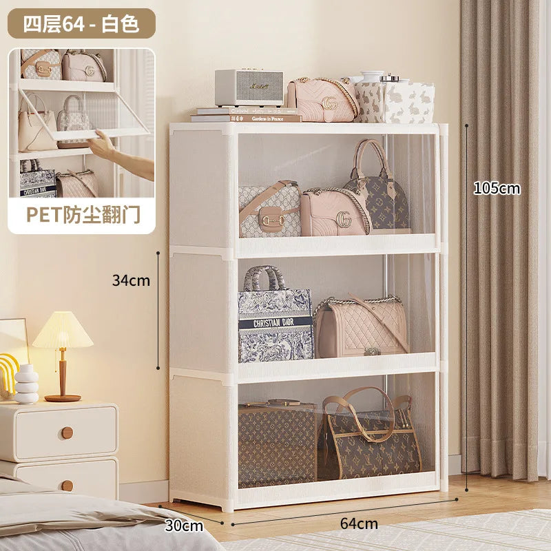 étagère bagages moderne acier inoxydable blanc anti poussière niveaux 42 cm
