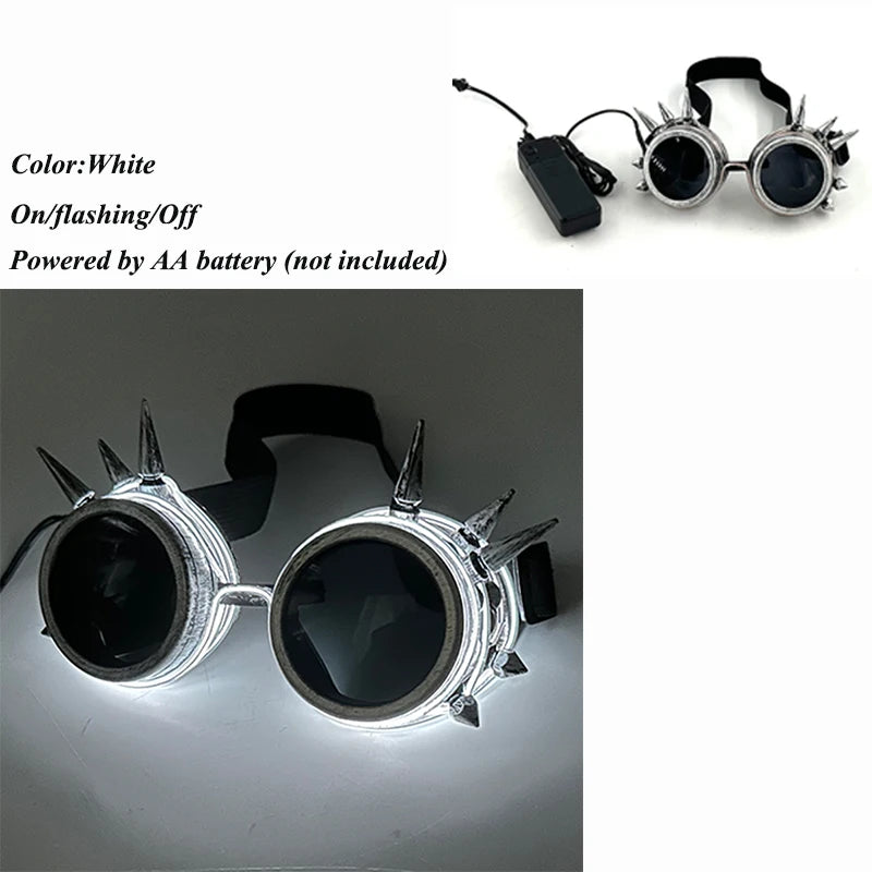 lunettes lumineuses led futuristes transparentes paillettes circuit imprimé élastique fête rave club nuit