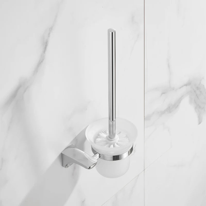 accessoires salle bain chrome porte serviettes double porte savon papier toilette brosse wc moderne