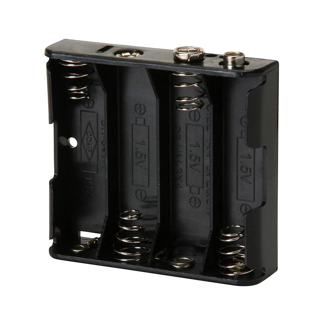 support batteries aa vis fixations boites rangement cables cuivre noir pragmatique multifonctionalité slots