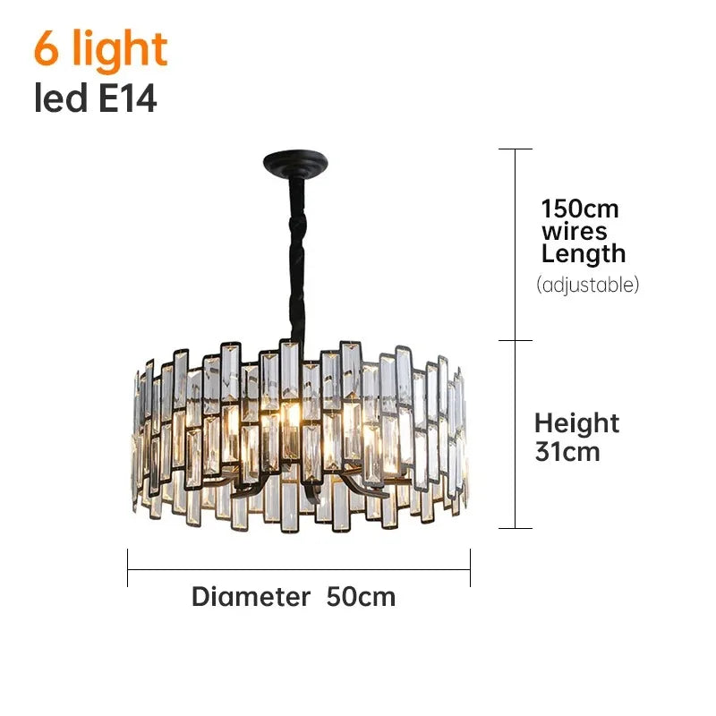 lustre cristal moderne transparent noir brillant salon restaurant haute gamme echangement chainemeta