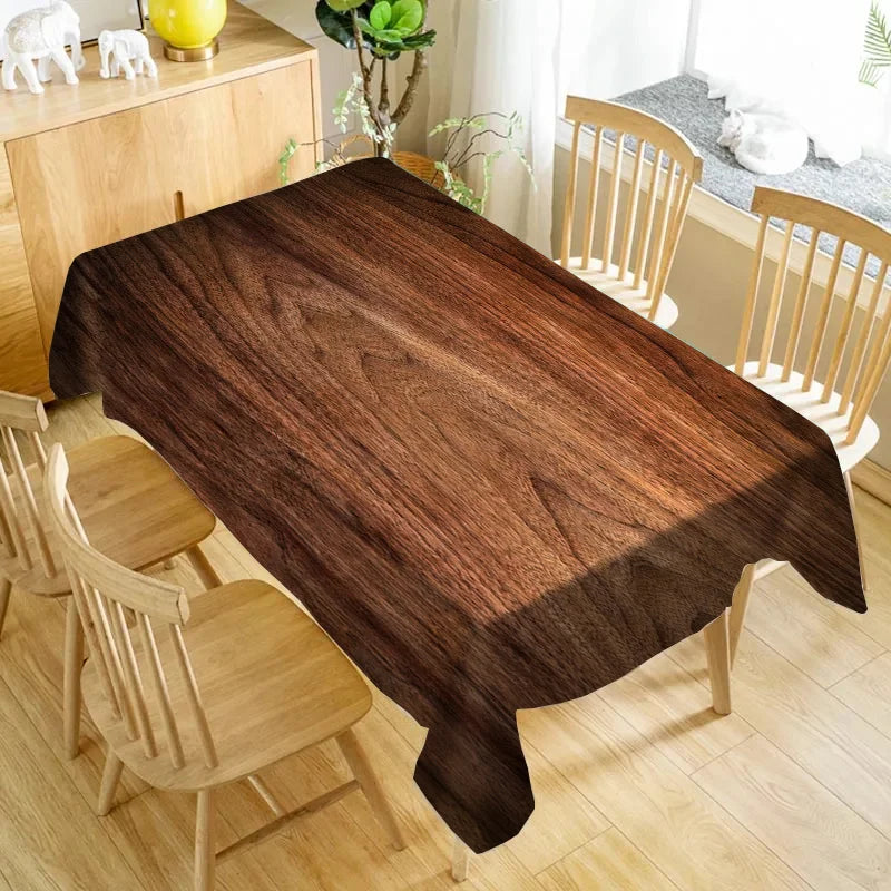 nappe table marron imitation grain bois moderne rustique réutilisable polyester