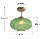 lampe suspendue moderne vert rayures opaques chambre salon led fixée éclairage