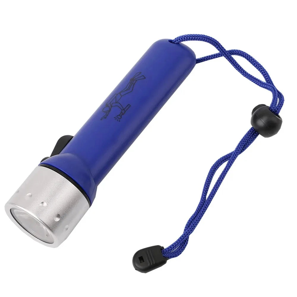 lampe torche sous marine vert fluo argent imprimée plongeur moderne pratique cordon serrure piles