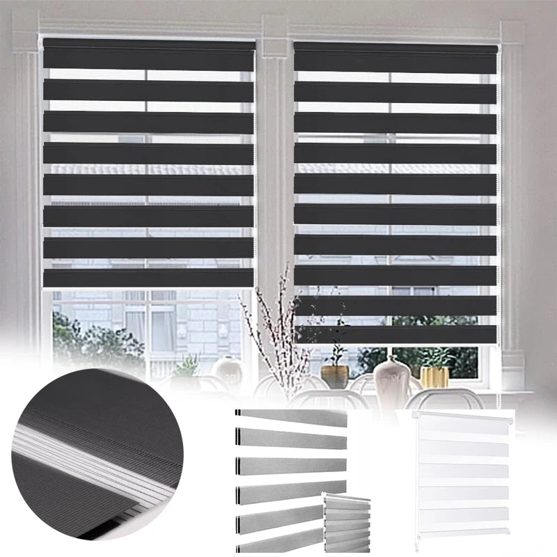 store enroulement double blanc rayures horizontales moderne clips opacité chambre salon fenêtre 150cm